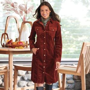 WORN ONCE North Style Fine-Wale Corduroy Shirt Dress